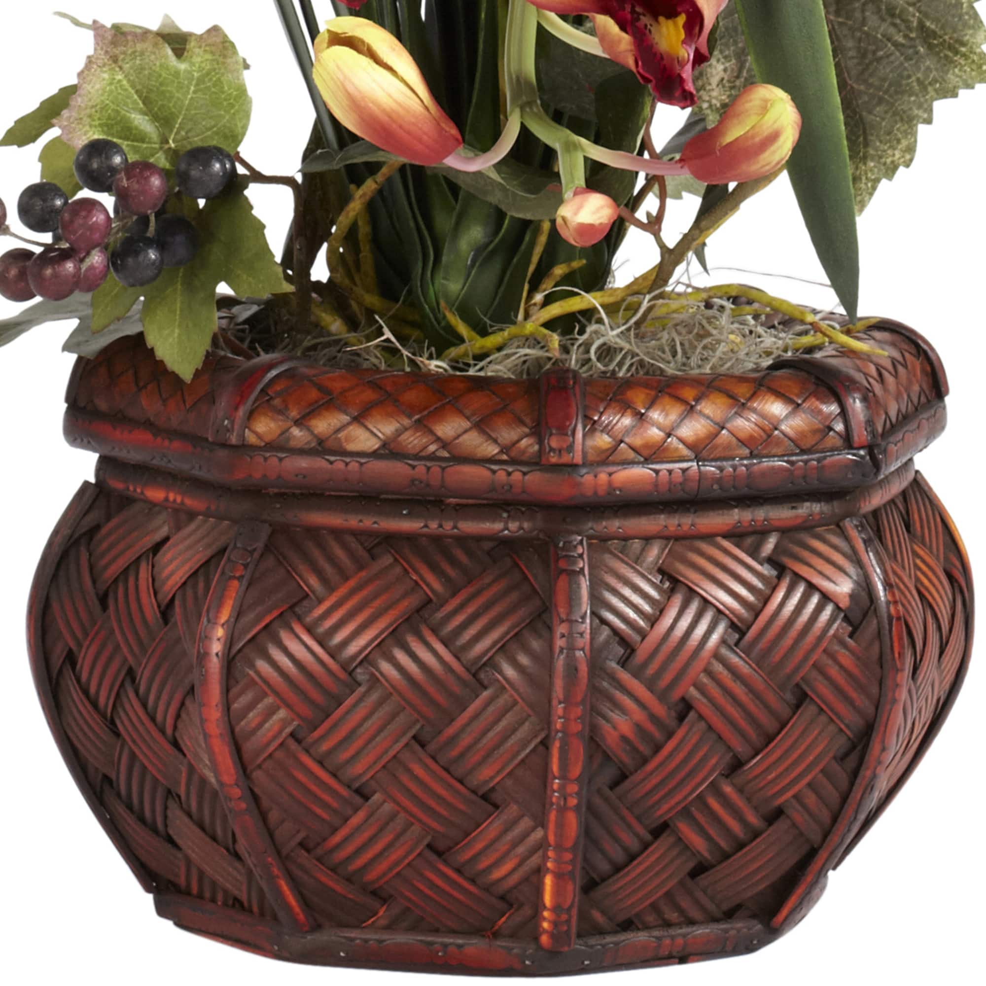 30" Burgundy Silk Cymbidium Arrangement with Decorative Vase
